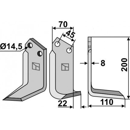 Фрезерный нож, правый