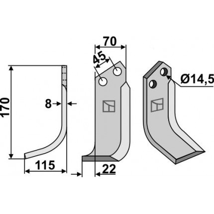 Фрезерный нож, левый