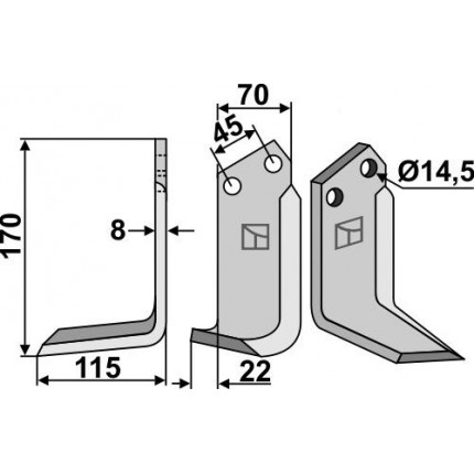 Фрезерный нож, левый