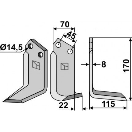 Фрезерный нож, правый