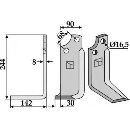 Фрезерный нож, левый