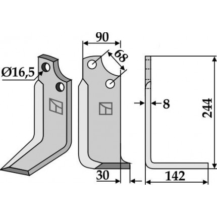 Фрезерный нож, правый