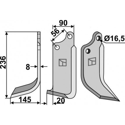 Фрезерный нож, левый