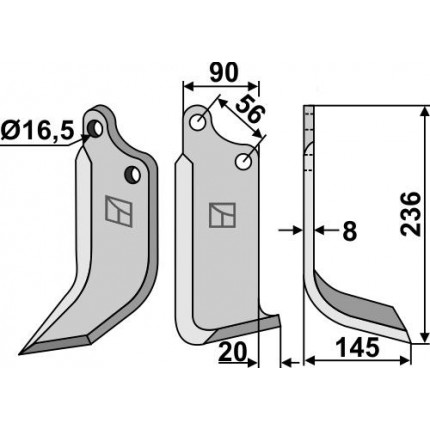 Фрезерный нож, правый
