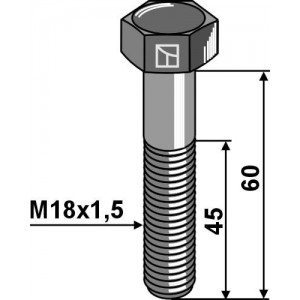 Шестигранный болт с тонкой резьбой - M18x1,5 - 10.9