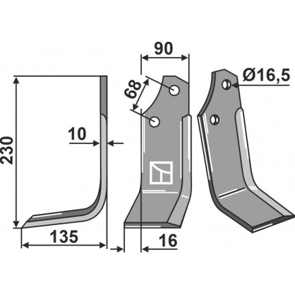 Фрезерный нож, левый