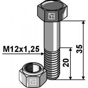 Болт со стопорной гайкой - M12x1,25 - 10.9