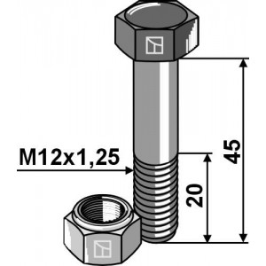 Болт со стопорной гайкой - M12x1,25 - 12.9