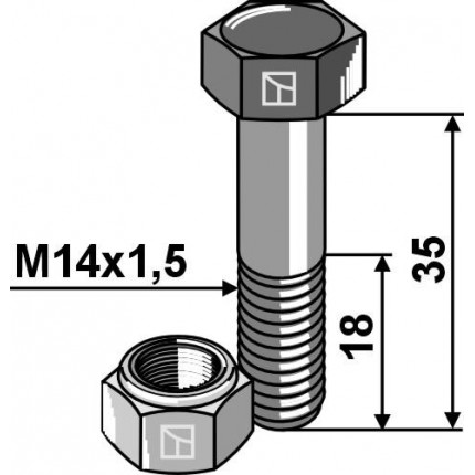 Болт с гайкой - M14x1,5 - 12.9