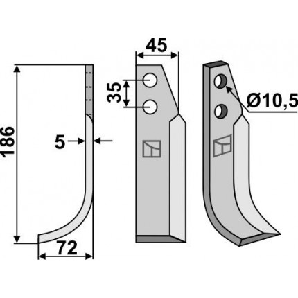Фрезерный нож, левый