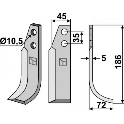 Фрезерный нож, правый