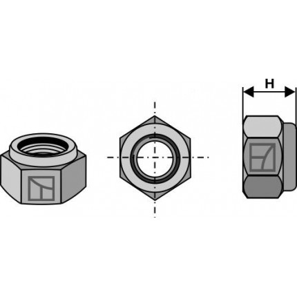 Стопорные шестигранные гайки - M12x1,25 - 8.8
