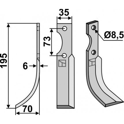 Фрезерный нож, левый