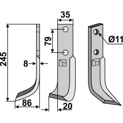 Фрезерный нож, левый