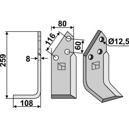 Фрезерный нож, левый