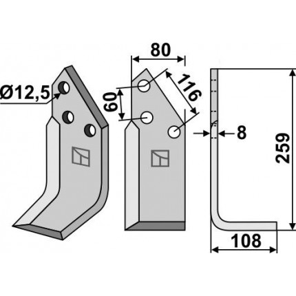Фрезерный нож, правый