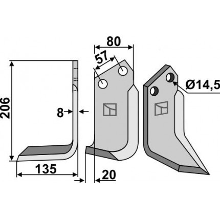 Фрезерный нож, левый