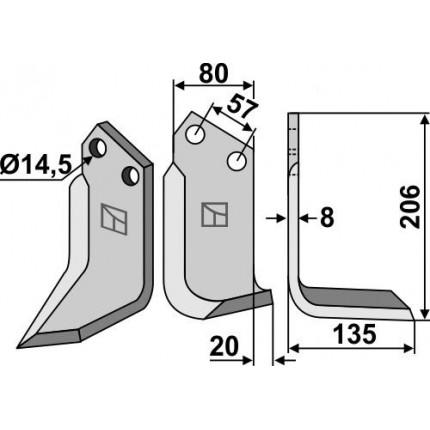 Фрезерный нож, правый