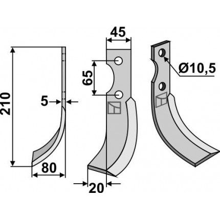 Фрезерный нож, левый