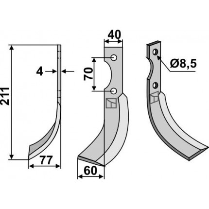 Фрезерный нож, левый