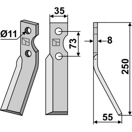 Ротационный зуб, правый