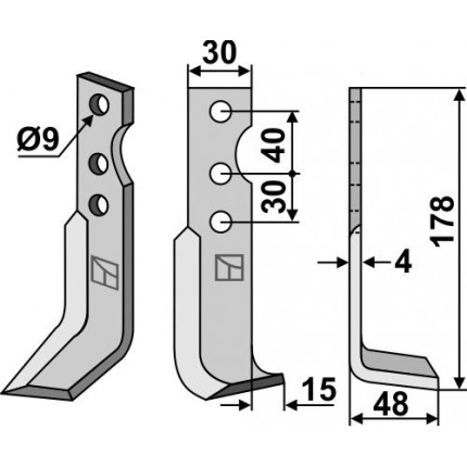 Фрезерный нож, правый