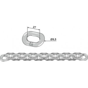 Цепь донного скребкового транспортера - 9,5x27- D5