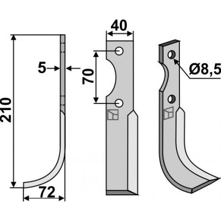 Фрезерный нож, левый