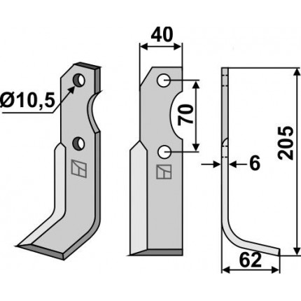Фрезерный нож, правый