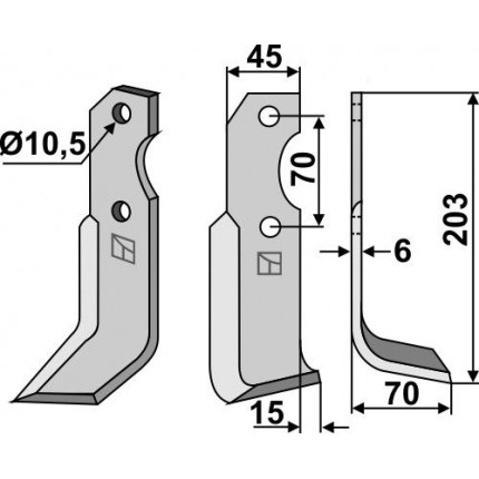 Фрезерный нож, правый