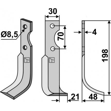 Фрезерный нож, правый
