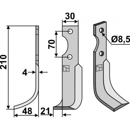 Фрезерный нож, левый