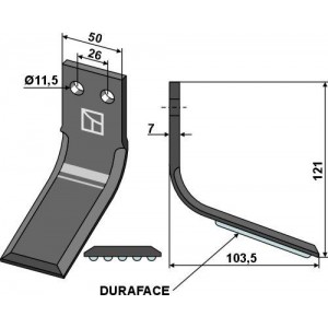 Нож для межрядной обработки DURAFACE