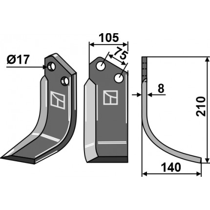 Фрезерный нож, правый