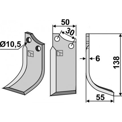 Фрезерный нож, правый