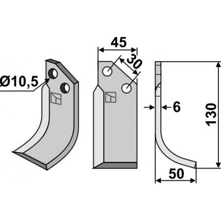 Фрезерный нож, правый