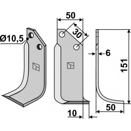 Фрезерный нож, правый