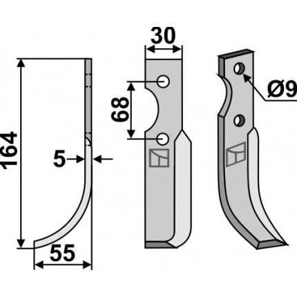 Фрезерный нож, левый