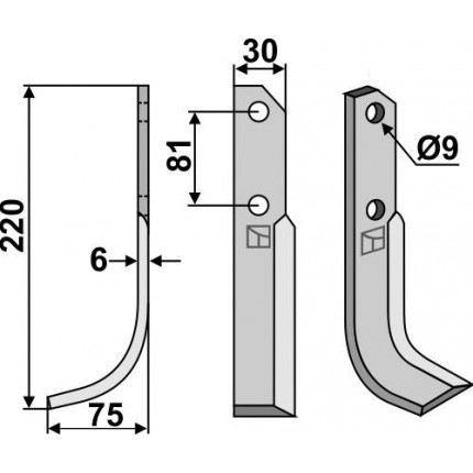 Фрезерный нож, левый