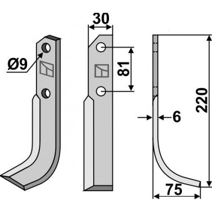 Фрезерный нож, правый