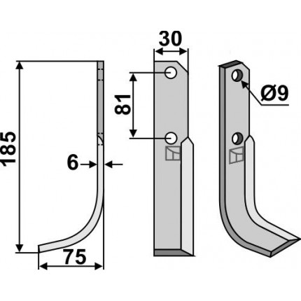 Фрезерный нож, левый