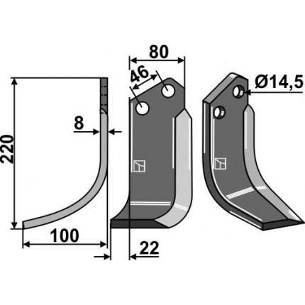 Фрезерный нож, левый