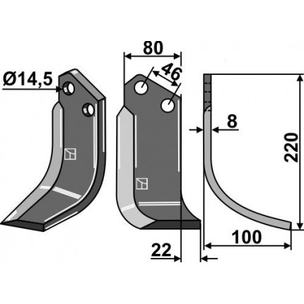 Фрезерный нож, правый