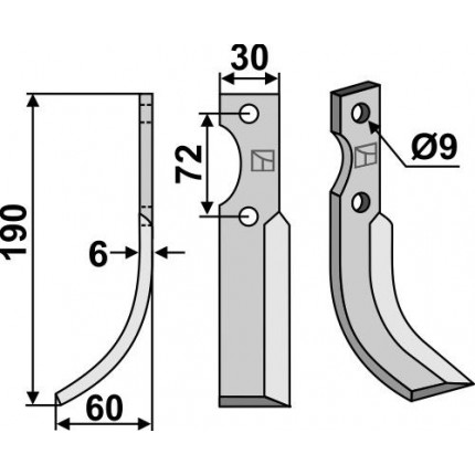 Фрезерный нож, левый