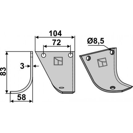 Фрезерный нож, левый