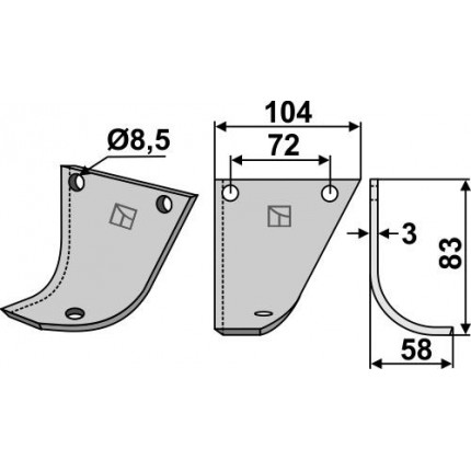 Фрезерный нож, правый