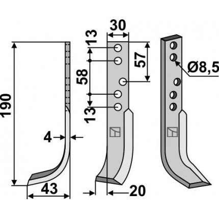 Фрезерный нож, левый