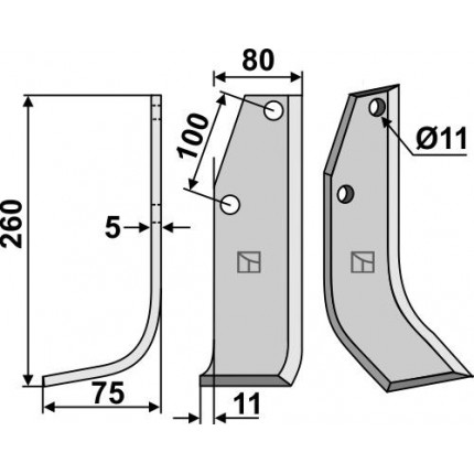 Фрезерный нож, левый