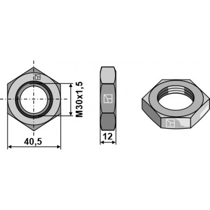 Гайка M30x1,5 - правая резьба