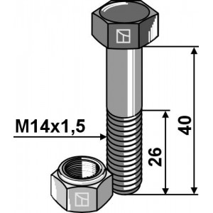 Болт со стопорной гайкой - M14x1,5 - 12.9